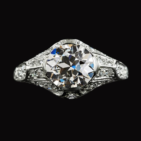 natural round diamond 4ct ring front view