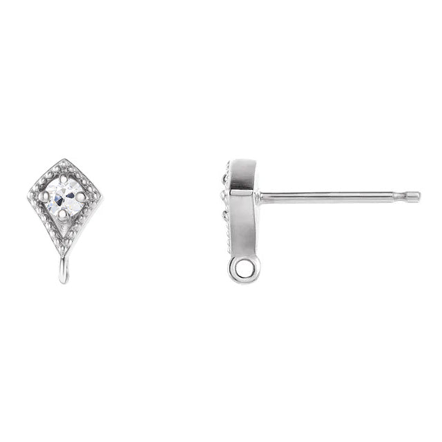 Authentic Brilliant Diamond Earrings 1 ct 14K White Gold – front view