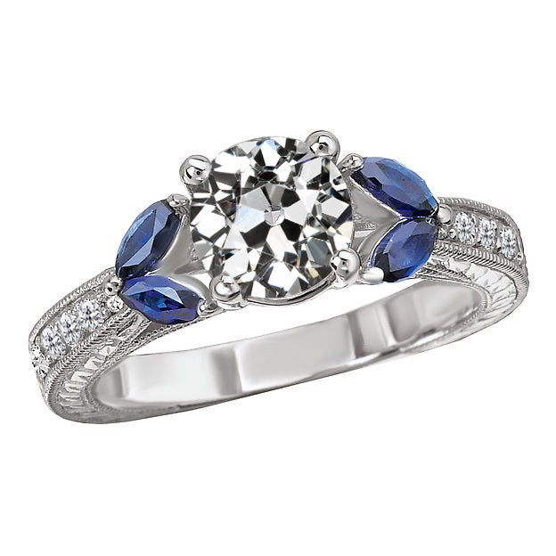 Genuine Brilliant Diamond Anniversary Ring 2 ct 14K White Gold – main view