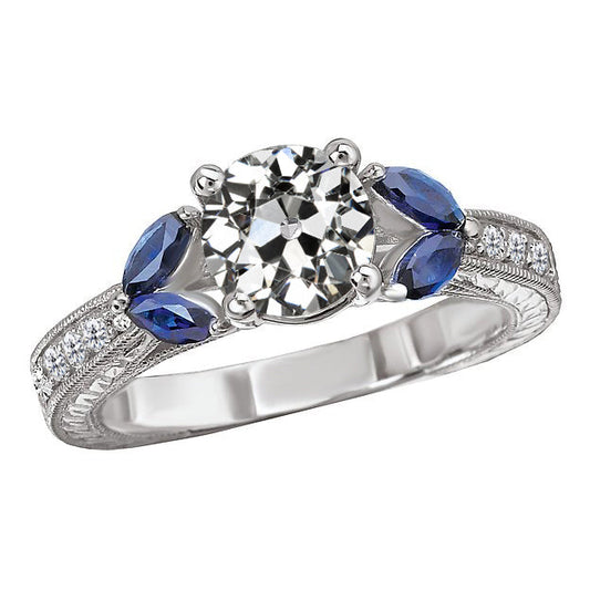 Genuine Brilliant Diamond Anniversary Ring 2 ct 14K White Gold – main view