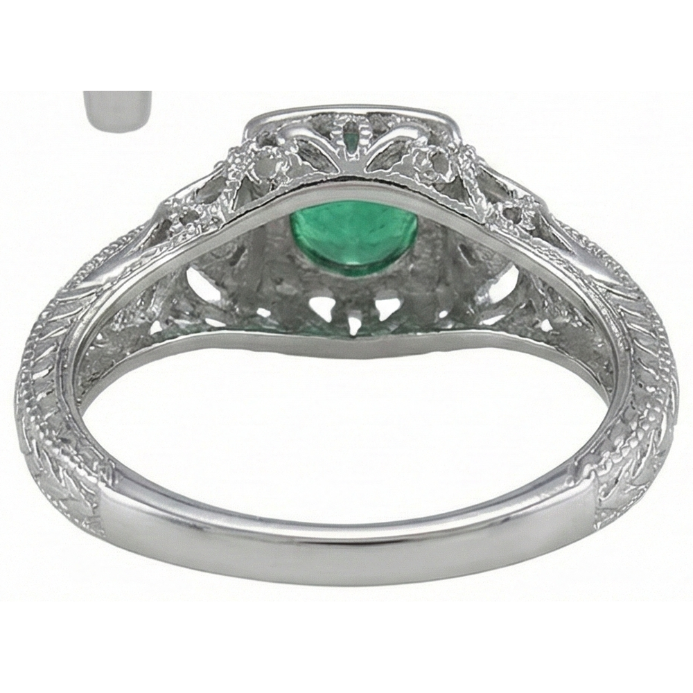 Art Nouveau Jewellery New Round Cut Green Emerald Natural Earth Mined DIAMOND ( NOT LAB GROWN ) Ring