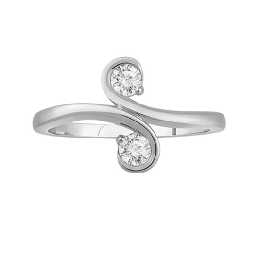 Art Nouveau Jewellery New Toi et Moi Two-Stone Natural Earth Mined DIAMOND ( NOT LAB GROWN ) Ring