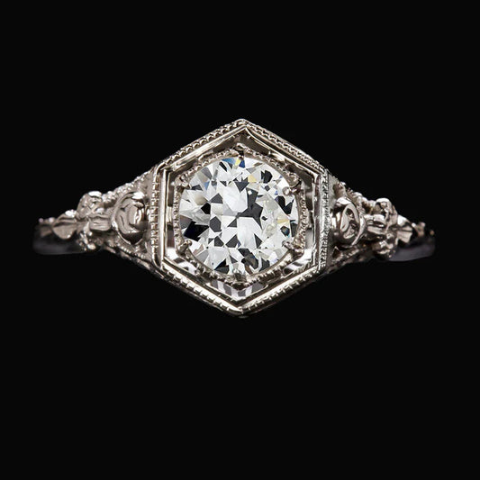 natural round diamond 2ct ring front view
