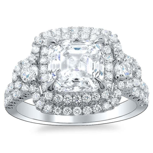 natural round diamond 6.40ct ring front view