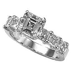 Asscher Cut Genuine Diamond Anniversary Ring