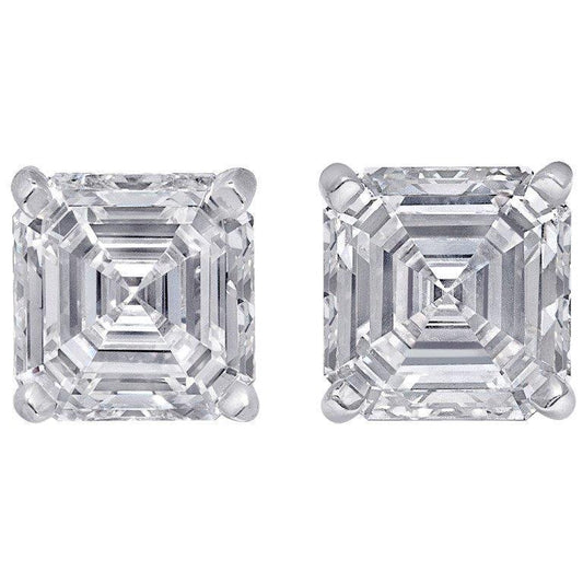 Asscher Cut Natural Earth Mined Diamond Stud Earring White Gold Lady Jewellery 3 Carats