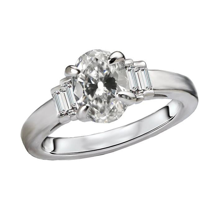 Baguette & Oval Old Miner 5 Stone Real Natural Earth Mined Diamond Ring Jewellery 6 Carats