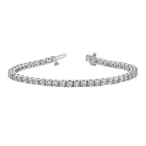 Beautiful Round Prong Set White Real Diamond Tennis Bracelet Solid Gold
