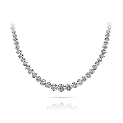 Beautiful White Round Real Diamond Tennis Necklace 12 Carats Women Jewelry