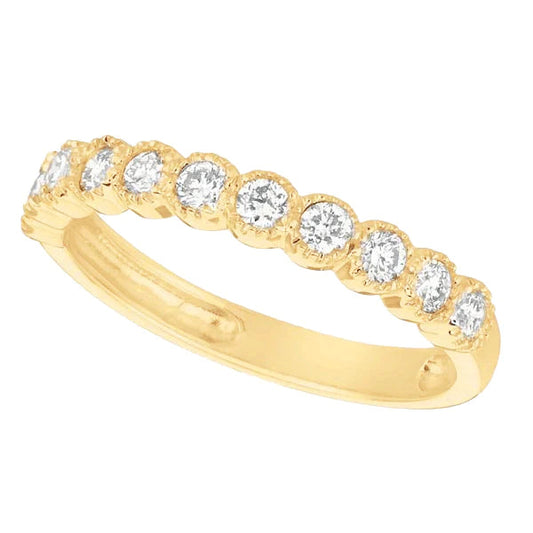Bernish Setting 0.50 Carat Round Natural Diamond Anniversary Band Gold