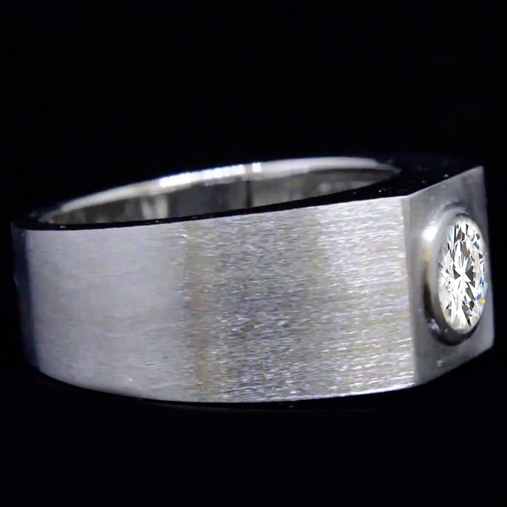 Bezel Set Diamond Mens Ring Thick Band