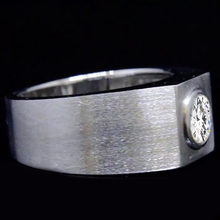 Bezel Set Diamond Mens Ring Thick Band