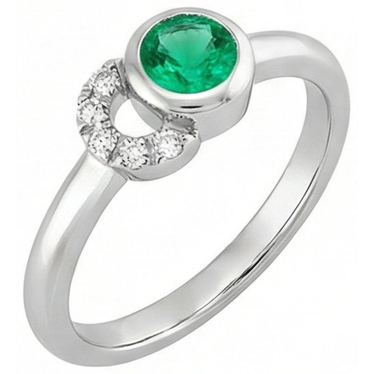 Shimmering Fine Emerald Precious Stone Ring 1 ct – front view