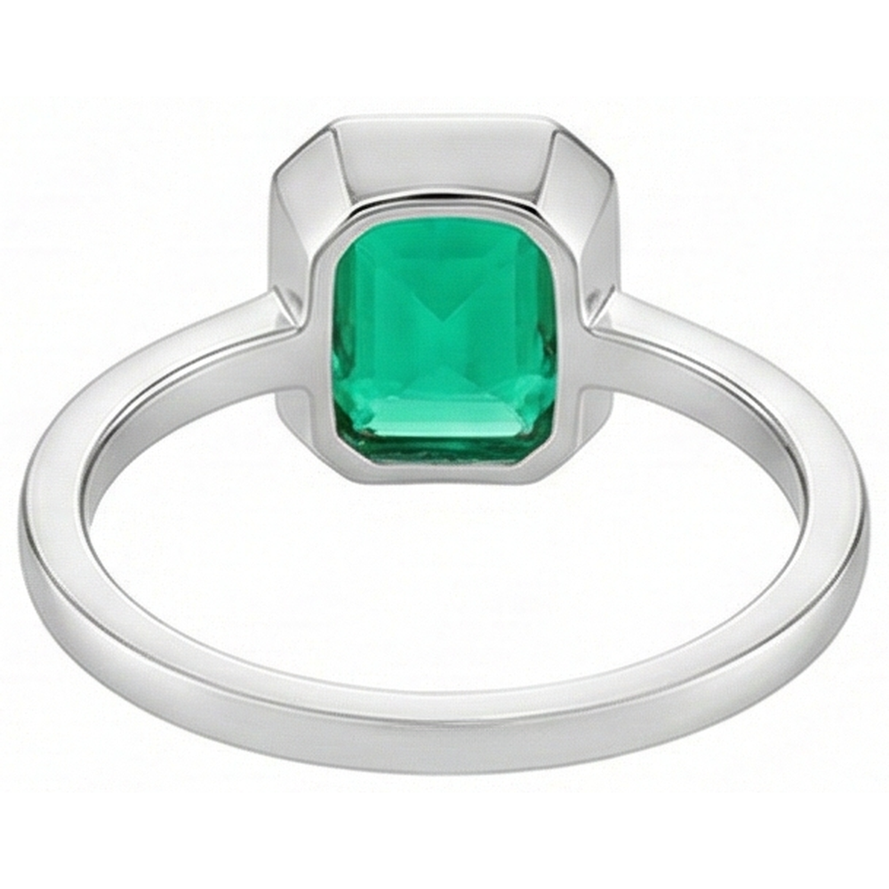 Fine Emerald Precious Stone Ring 2-ct 14K White Gold – back view