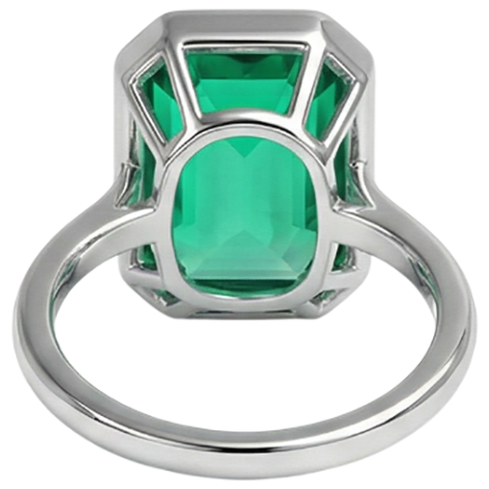 Emerald Cut Emerald ring in 14K White Gold – detail view