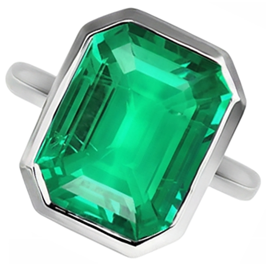 Earth-Mined Emerald Gemstone Ring – front view