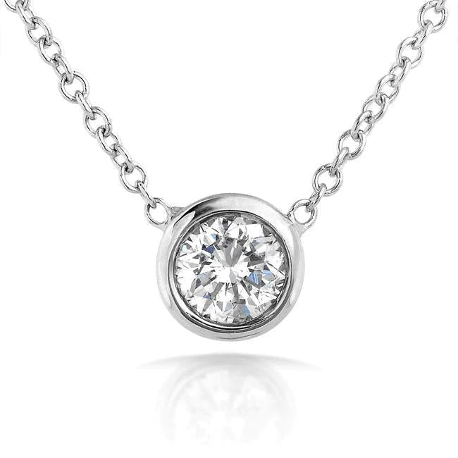 Bezel Set Natural Round Diamond Pendant Women Gold Jewelry 2 Carats
