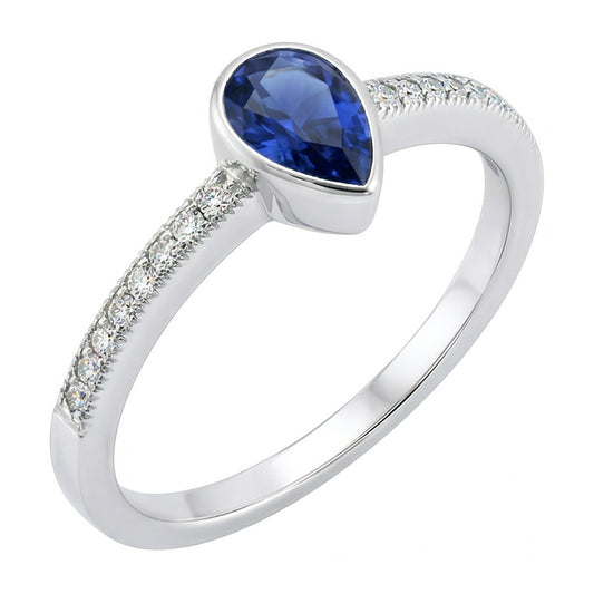 Bezel-Set Royal Blue Sapphire Gemstone Ring 1 ct – 14 Karat