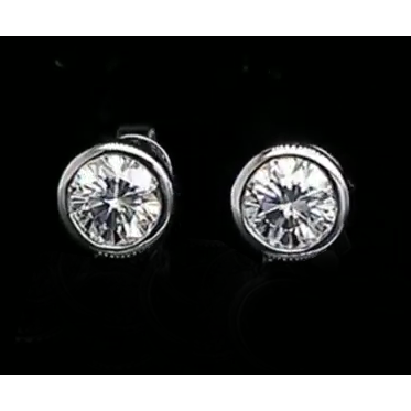 Bezel Set Solitaire 1 Carat Round Natural Earth Mined Diamond Stud Earrings Fine Jewellery