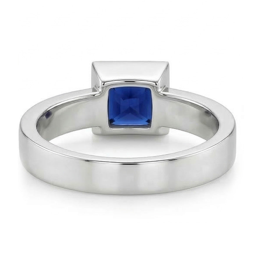 Bezel Set Solitaire Mens Ring Princess Ceylon Sapphire 5 Ct White Gold