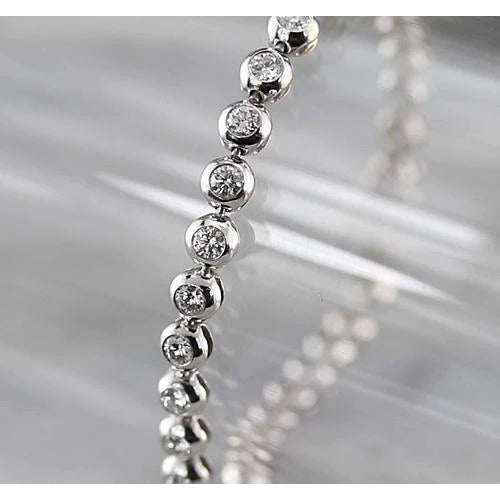 Bezel Set Tennis Bracelet 5 Carats Real Diamond White Gold 14K