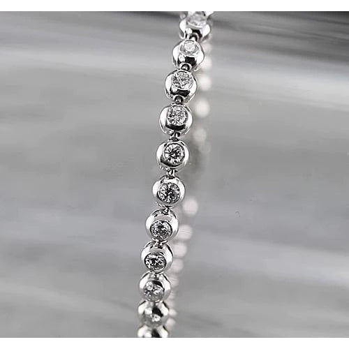 Bezel Set Tennis Bracelet 5 Carats Real Diamond White Gold 14K