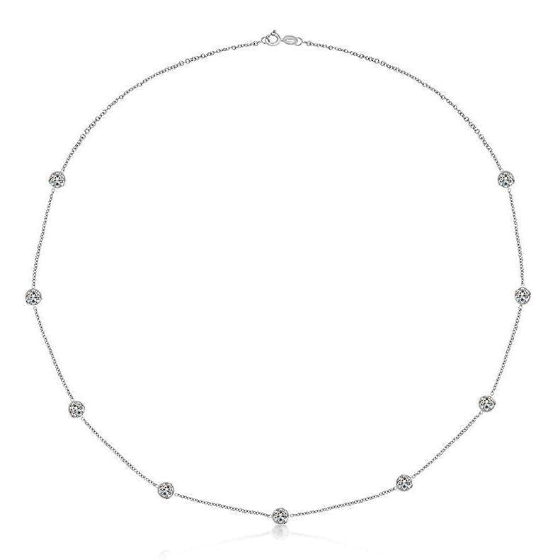 Bezel Setting F Vs1 6 Carats Yard Of Genuine Diamonds Necklace White Gold