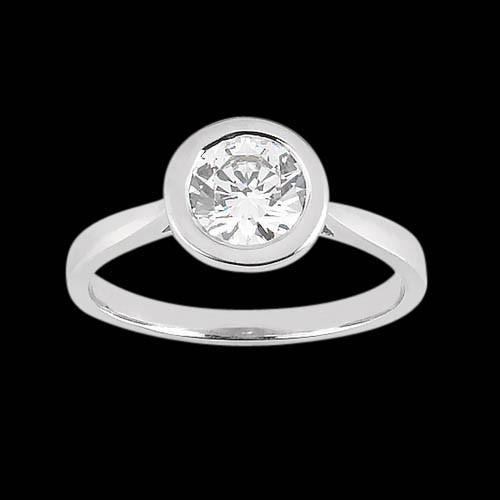 Bezel Setting Round Natural Diamond Solitaire