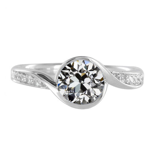 Solitaire with Side Stones 14K White Gold with Diamond – main view