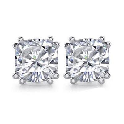 Big 4 Cts. Cushion Real Diamond Stud Earrings Jewelry Earring