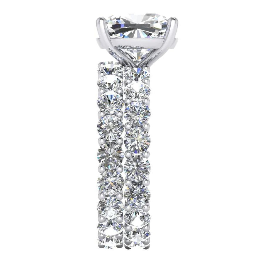 Big Natural Cushion Diamond Engagement Ring Set 12.50 Carats