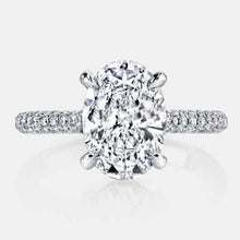 Big Oval Cut & Small Genuine Natural Earth Mined Diamond 4 Carats Solitaire Ring White Gold 14K