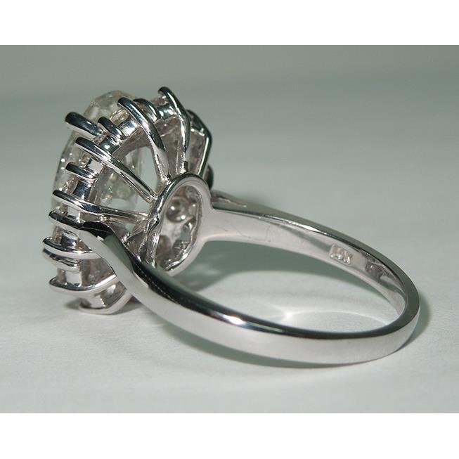 Big Oval Flower Style Genuine Diamond Halo Ring