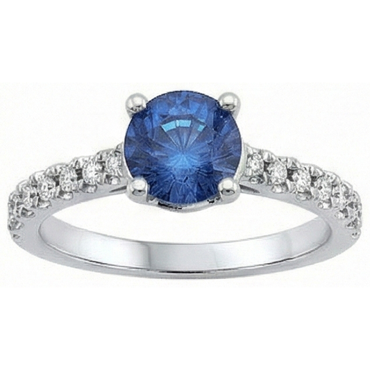 natural round sapphire 3.30ct ring front view