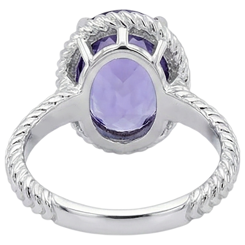 Big Solitaire Oval Tanzanite Ring 2.5 Carat Prong Set White Gold 14K