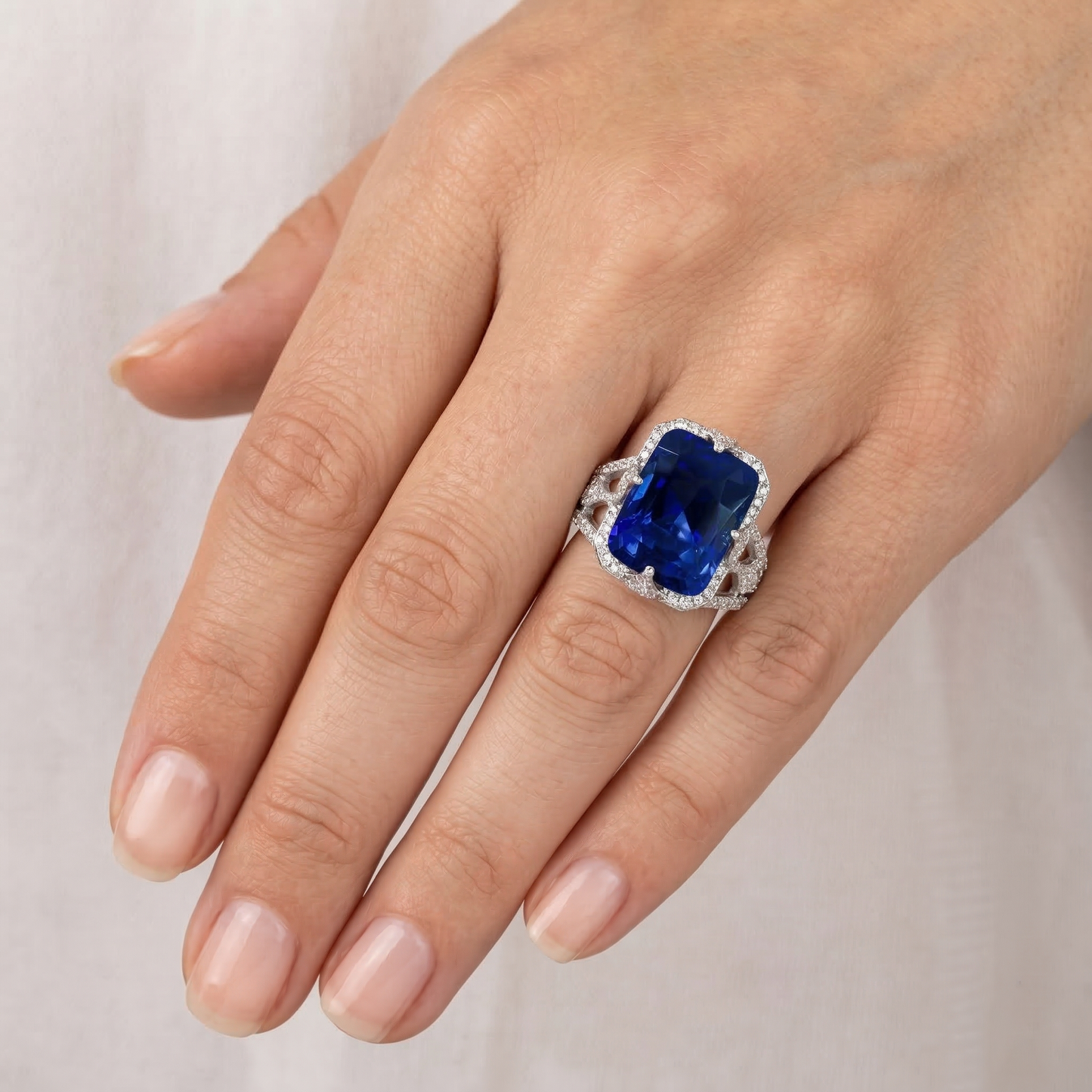 Big Cushion Sapphire Engagement Ring