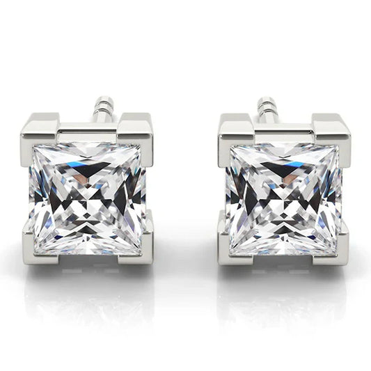 Earth-Mined Diamond Stud Earrings 10 ct 14K White Gold – main view