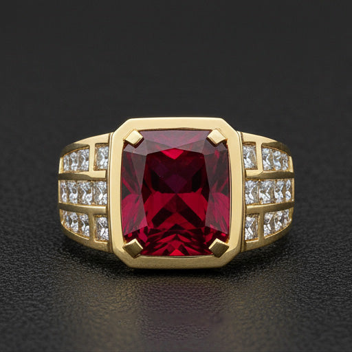 Pigeon Blood Ruby Mens Ring – main view