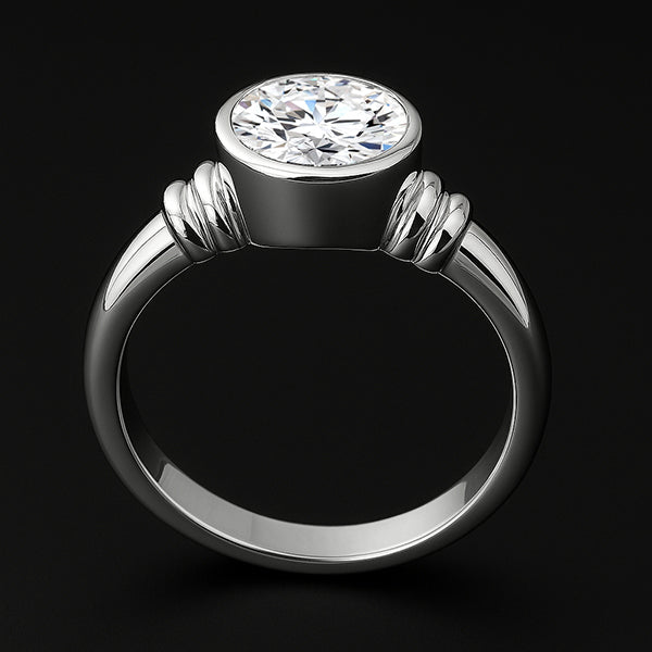 Big 3 Carat Natural Earth Mined Diamond Solitaire Ring Bezel Setting White Gold 14K