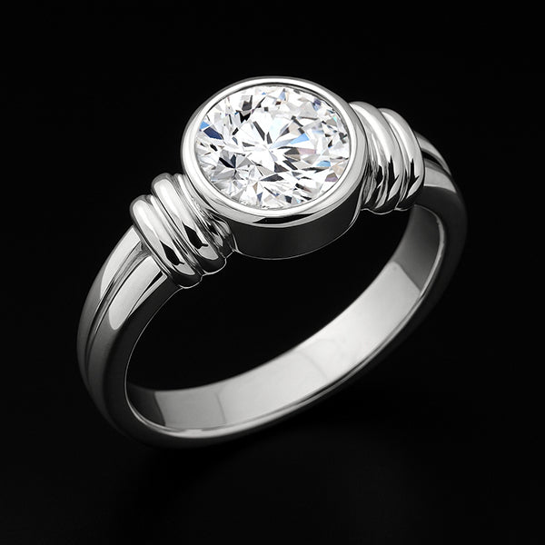 Big 3 Carat Natural Earth Mined Diamond Solitaire Ring Bezel Setting White Gold 14K