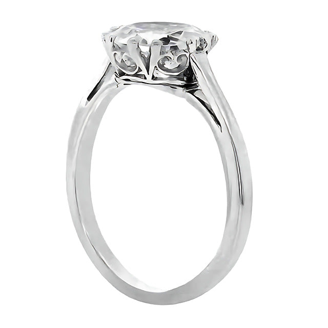 Single Stone Ring 14K White Gold with Diamond – front view