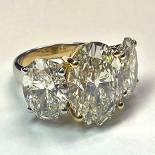 Big Genuine Oval Diamond Three Stone Ring Gold 14K