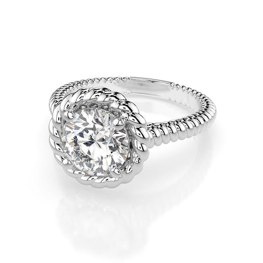 Brilliant Diamond Solitaire Ring 3-ct 14K White Gold – front view