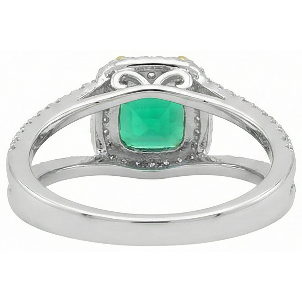 Genuine Colombian Emerald Gemstone Ring 2.50 ct Two-Tone 14K Gold – top view