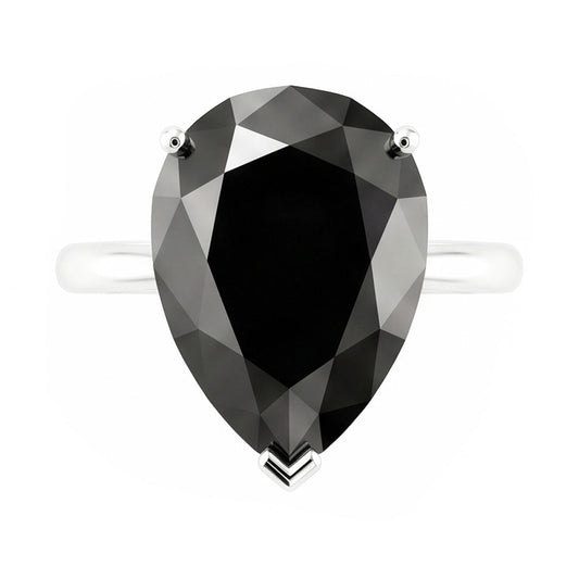 Black Diamond Jewellery 5 Carat Genuine Pear Solitaire Ring 14K White Gold