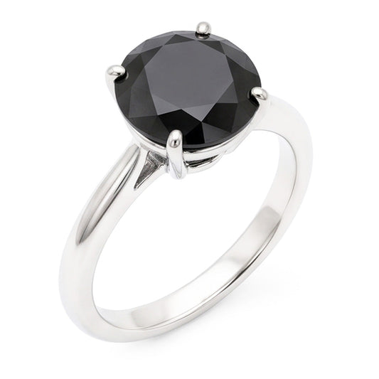 Black Diamond Jewellery 5 Carat Genuine Round Solitaire Plain Ring 14K White Gold