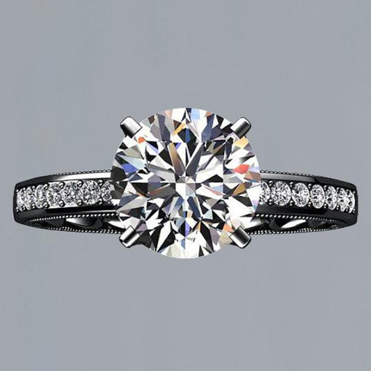 natural round diamond 2.40ct ring front view