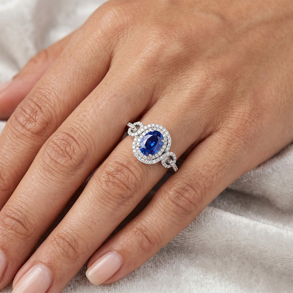 Blue AAA Ceylon Sapphire With Natural Earth Mined DIAMOND ( NOT LAB GROWN ) Ring 2.75 Carats Gold Jewellery