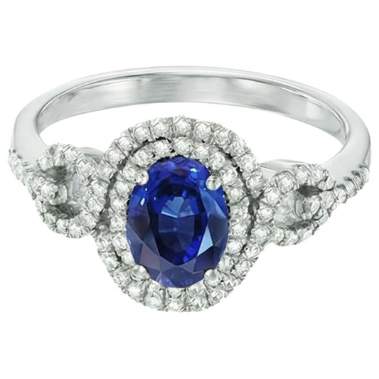 Blue AAA Ceylon Sapphire With Natural Earth Mined DIAMOND ( NOT LAB GROWN ) Ring 2.75 Carats Gold Jewellery