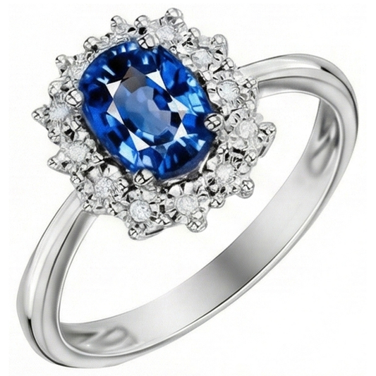 natural round sapphire 3ct ring front view
